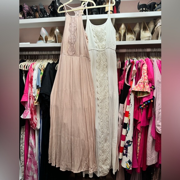 Linen-Like Pink and Off White Maxi Dresses (2) - Picture 1 of 4